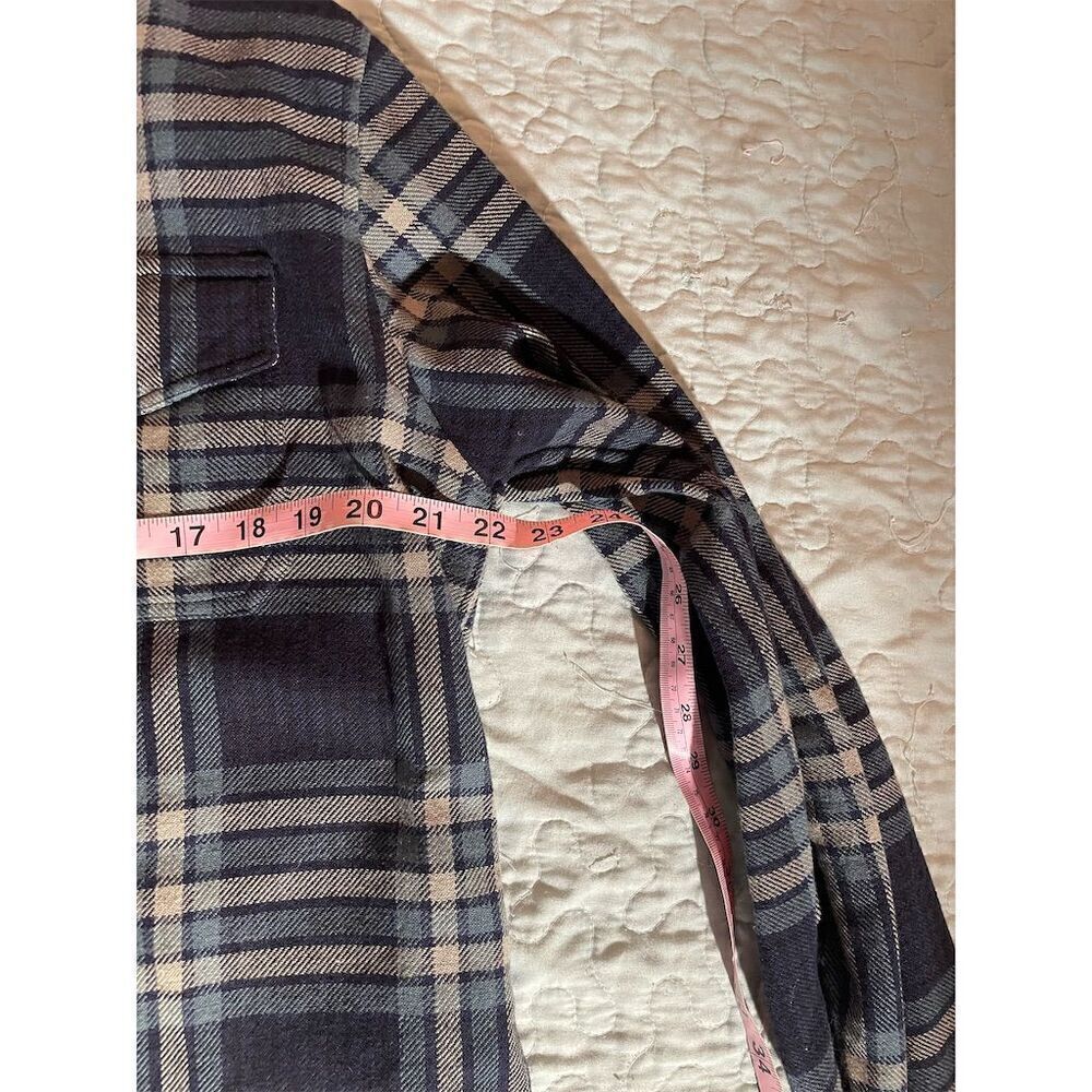 Men's Navy and Gray Plaid Button-Down Shirt - Picture 2 of 7